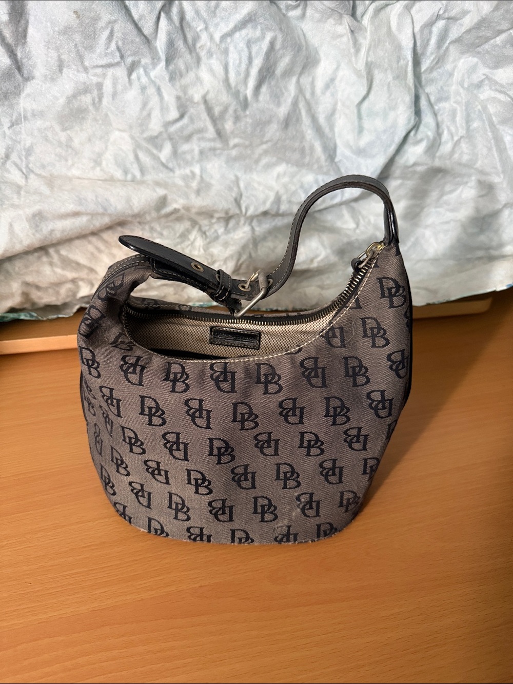Dooney & Bourke Brown and Black Logo Hobo Shoulder Bag